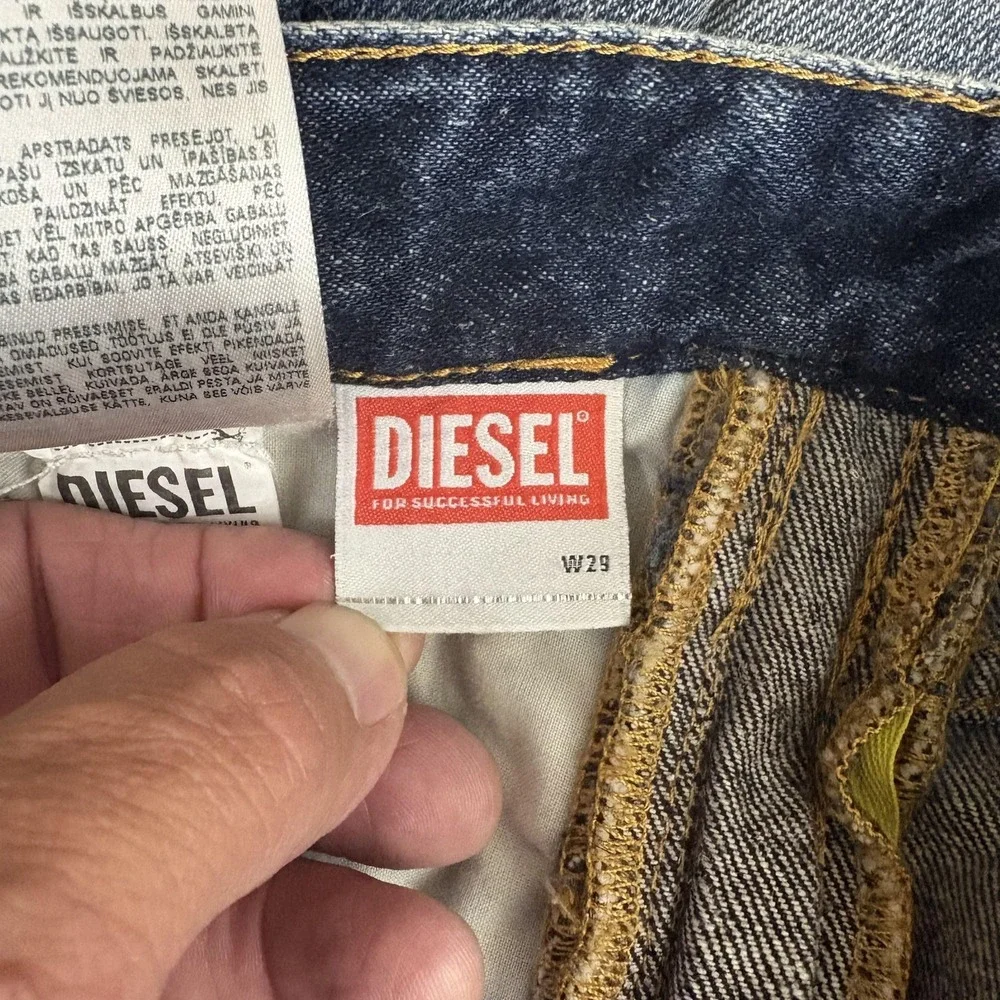 Diesel D-Rise-Zip-S Flare Jeans Mens 29x31 Blue Denim Neon Yellow Side Zips